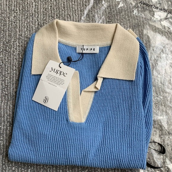 YUPPE Crop Short Sleeve Polo Knit - Picture 2 of 7